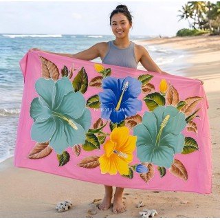 Special Offer Rayon Sarong Hand Painted Flower Design Handmade In Bali